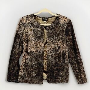 ONYX NIGHT Mob Wife Sequined, Cheetah Print, Office Siren, Elegant Jacket Size M